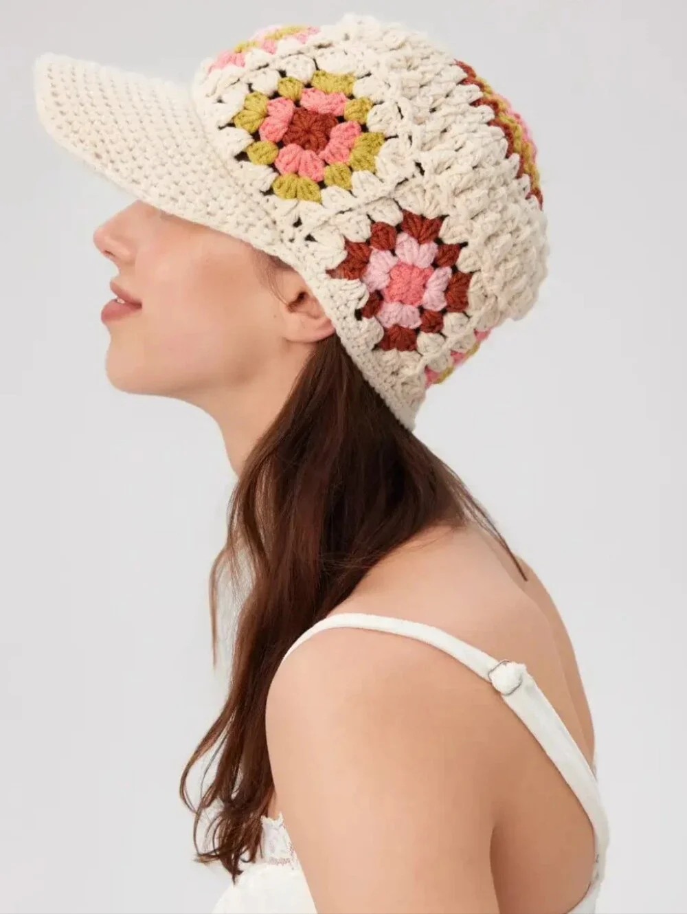 Cider Floral Crochet Baseball Cap